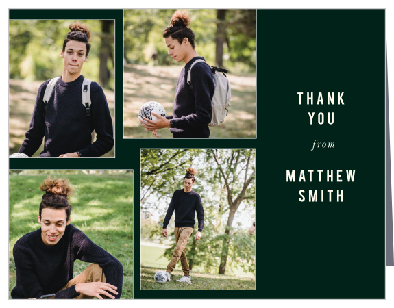 Let close friends and family know how much you appreciated their presence at your party with our Soccer Player Graduation Thank You Cards.