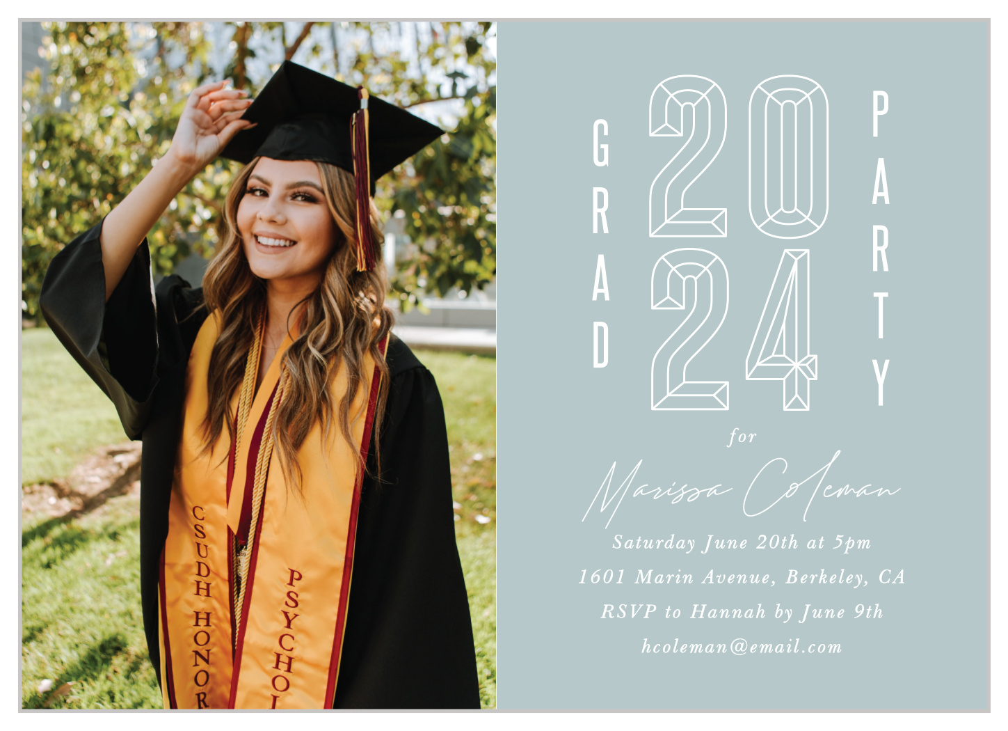 Outlined Year Graduation Invitations