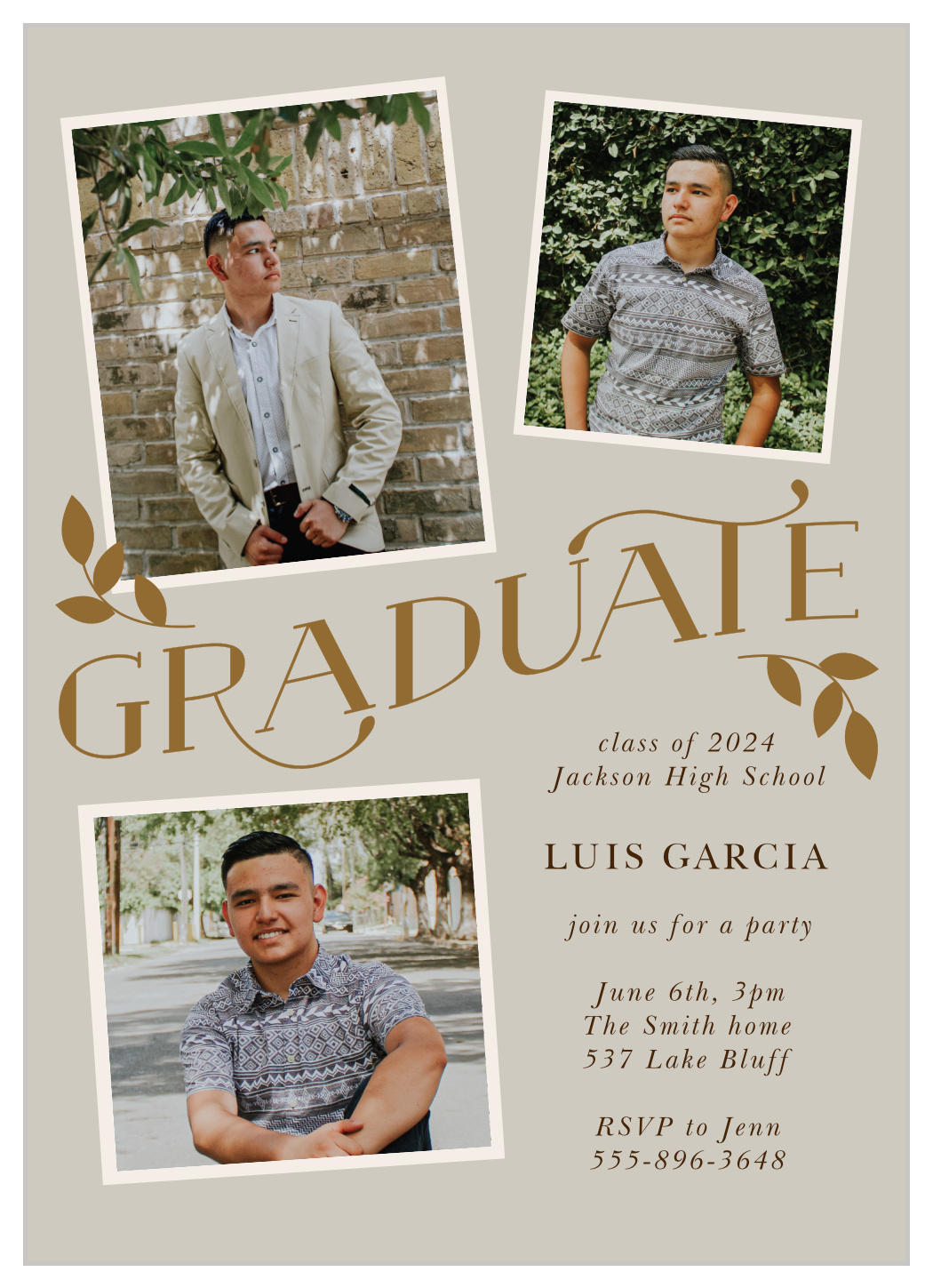 Laurel Frame Graduation Invitations
