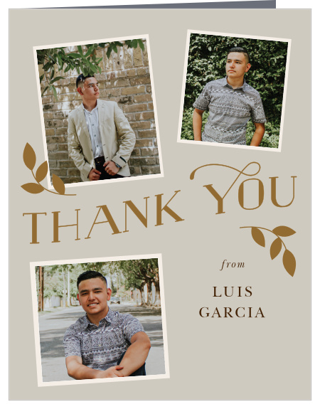 Our Laurel Frame Graduation Thank You Cards share your gratitude to family and friends that came to your party.
