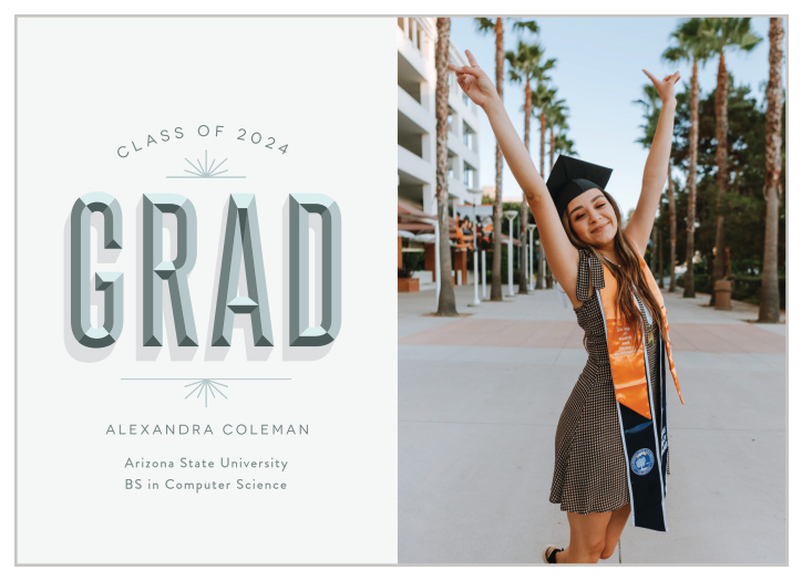 Share the big news in style with our Bevel Grad Graduation Announcements. 