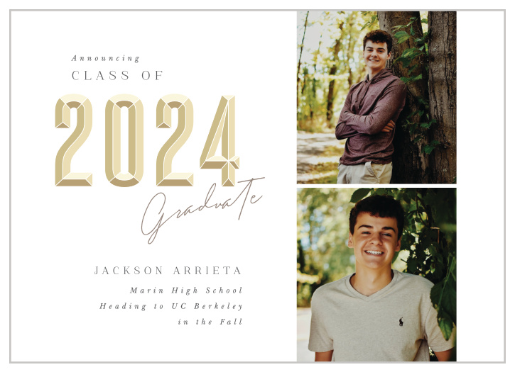 Share the big news in style with our Bevel Year Graduation Announcements.