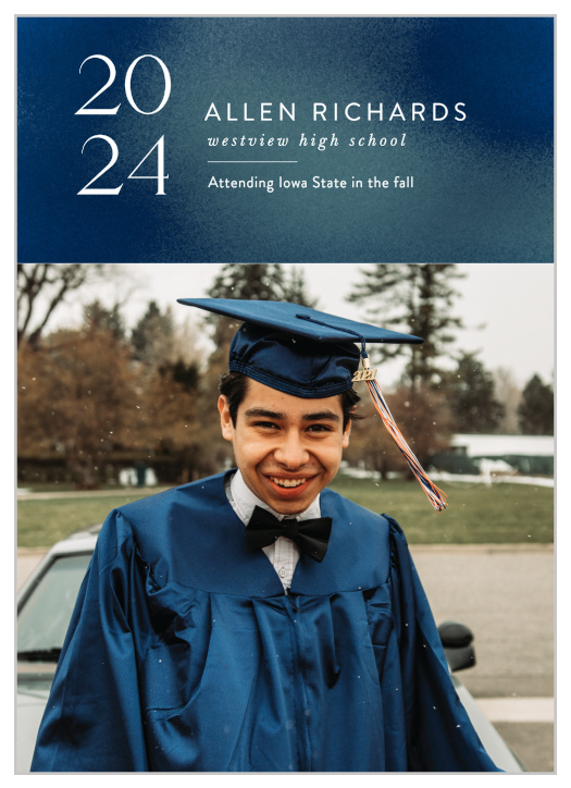 Share the news of your upcoming academic achievement with our Frosted Colors Graduation Announcements.