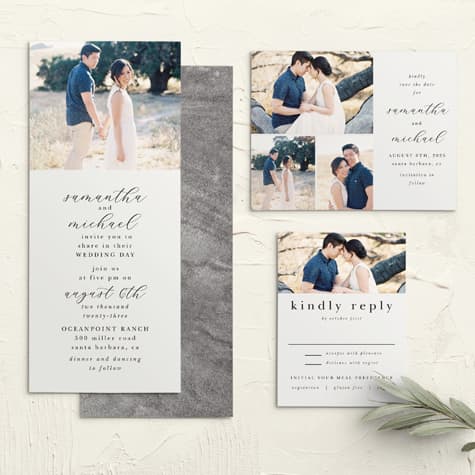 Stacked Photo Tea Wedding Invitations