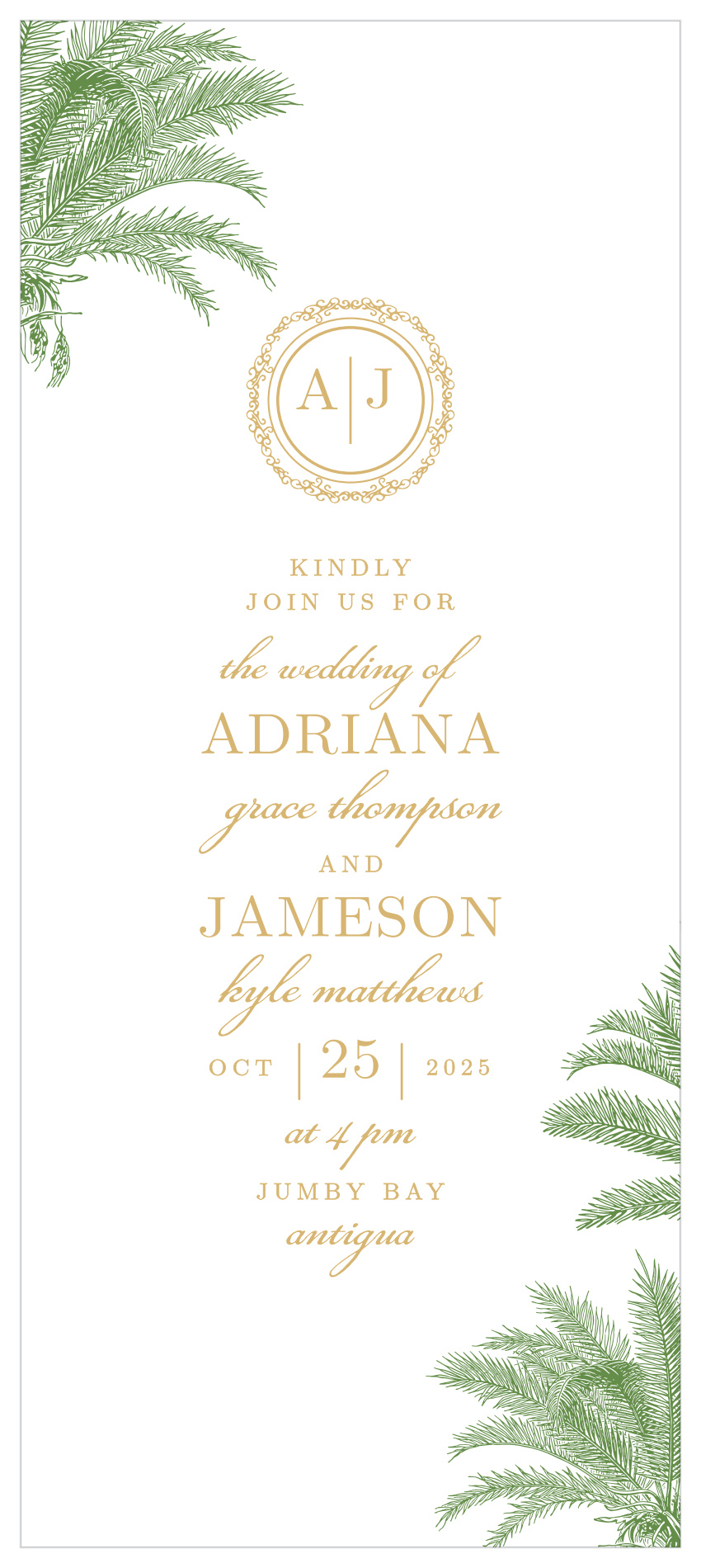 Caribbean Palm Tea Wedding Invitations