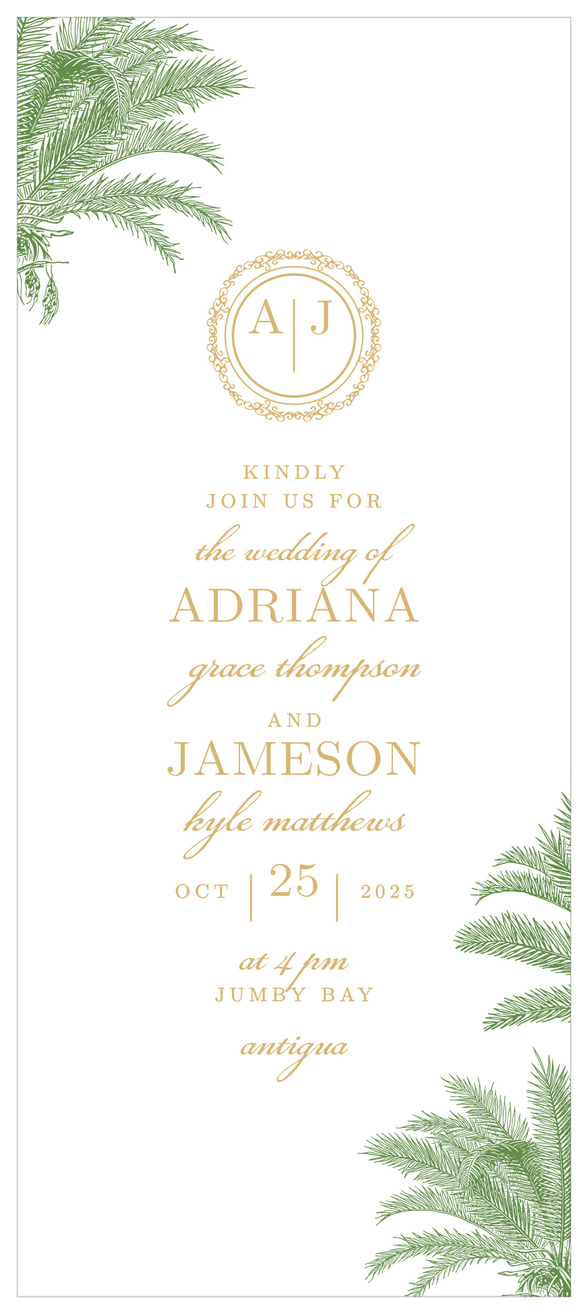 Caribbean Palm Tea Wedding Invitations