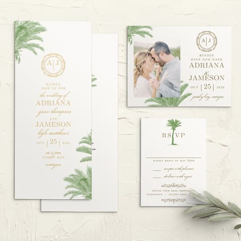 Caribbean Palm Tea Wedding Invitations