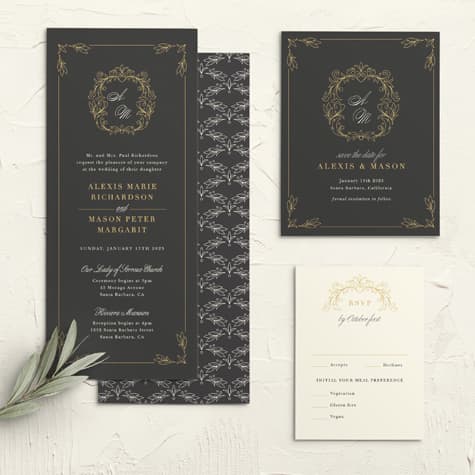 Ornate Baroque Tea Wedding Invitations