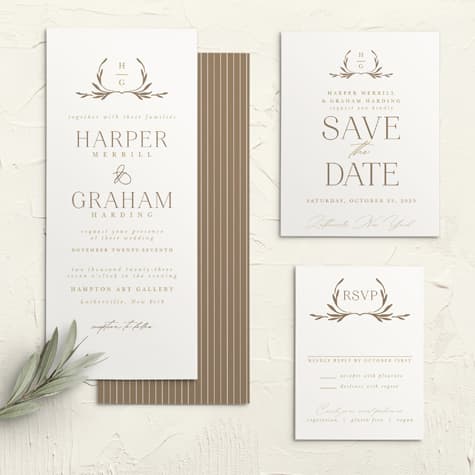 Monogrammed Minimalist Tea Wedding Invitations