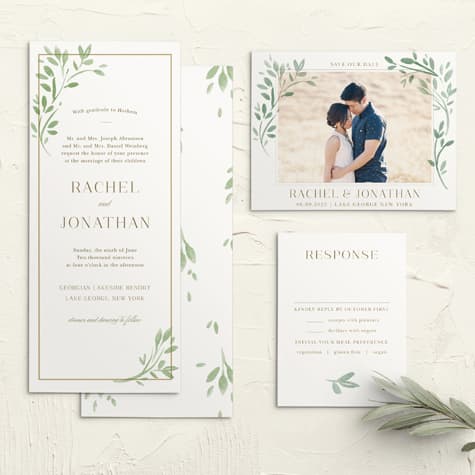Fairytale Leaves Tea Wedding Invitations