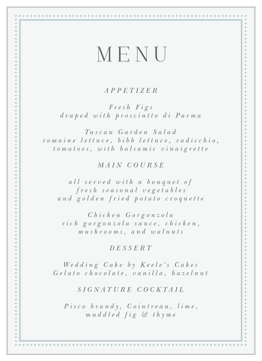 Create the perfect dining experience with our Rings & Stripes Wedding Menus.