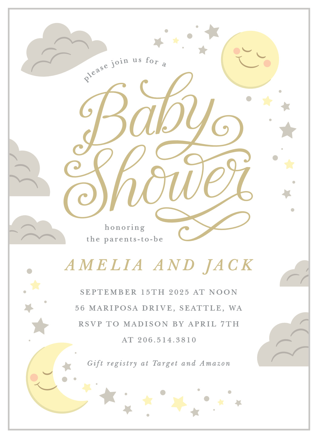 Starry Sky Baby Shower Invitations