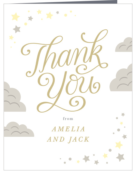 Baby shower party glitter gold THANK YOU card printable in orange