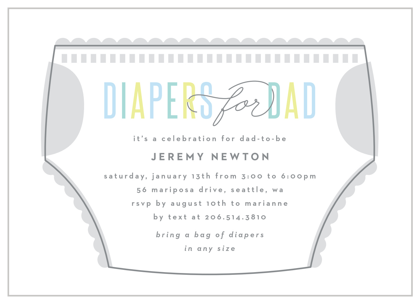 Diapers for Dad Baby Shower Invitations