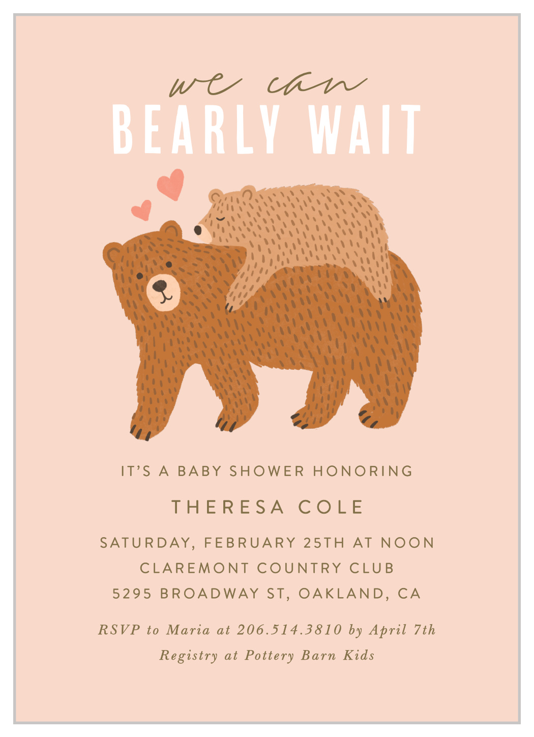 Brown Bears Baby Shower Invitations