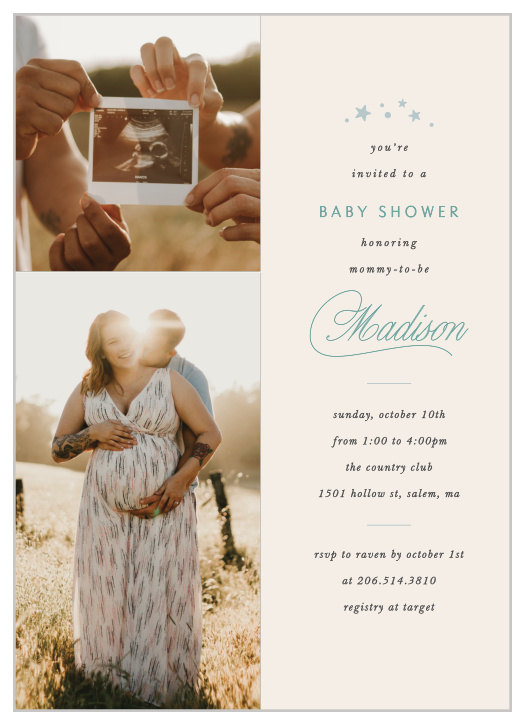 Our Stardust & Sparkle Baby Shower Invitations are sure to gather close friends and family together to celebrate your upcoming bundle of joy!