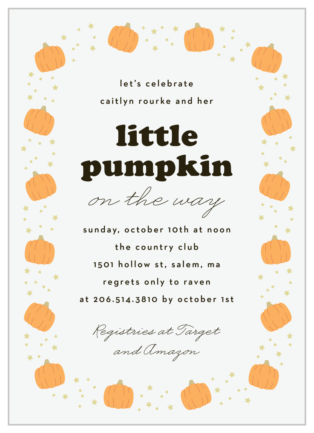 Tiny Pumpkins Baby Shower Invitations