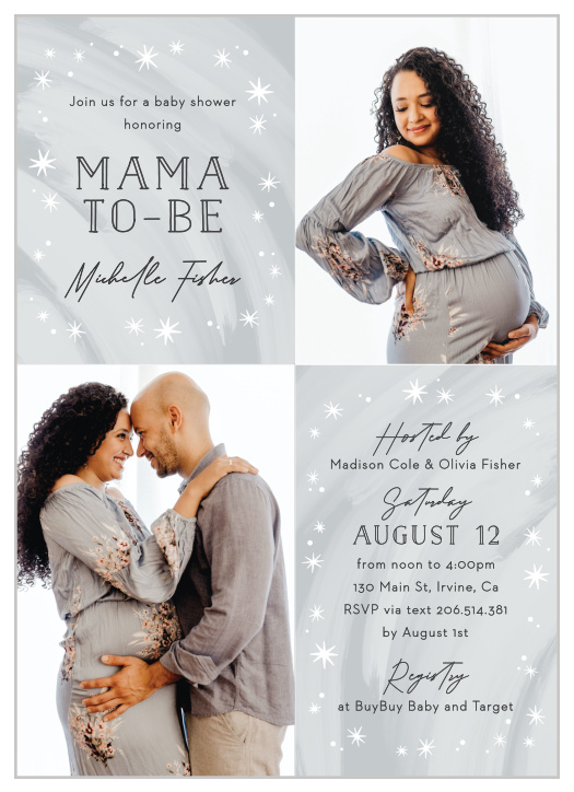 Gather your close family and friends together to celebrate your little one on the way with our Paint & Stars Baby Shower Invitations.
