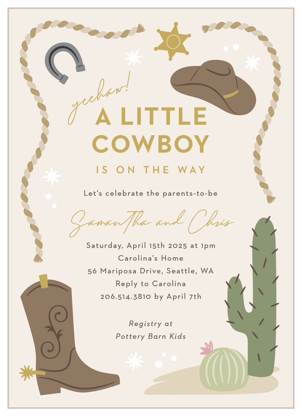 Baby Cowboy Baby Shower Invitations
