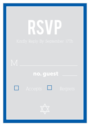 Obtain your guests attendance by sending out this RSVP card. Customize the colors and fonts to match you Bar Mitzvah theme exactly!