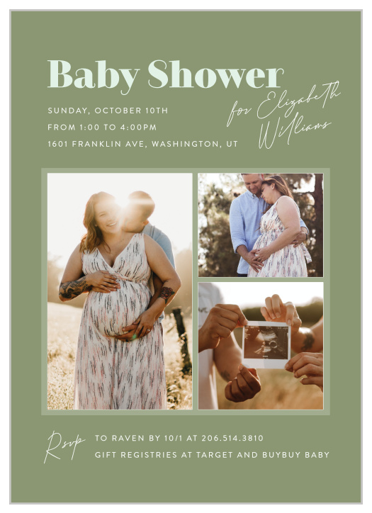 Gather your friends and family to celebrate the exciting news with our Mod Photos Baby Shower Invitations.