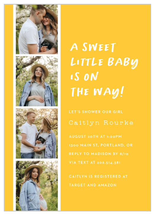 Get everyone as excited as you are with our Photo Strip Baby Shower Invitation.