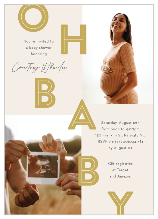 Gather your loved ones to support the mom-to-be with our Scattered Letters Baby Shower Invitations.