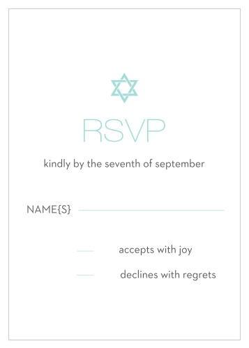 Obtain your guests attendance by sending out this RSVP card. Customize the colors and fonts to match you Bar Mitzvah theme exactly!
