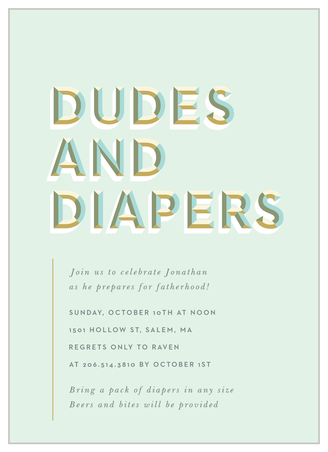 Dudes and Diapers Baby Shower Invitations