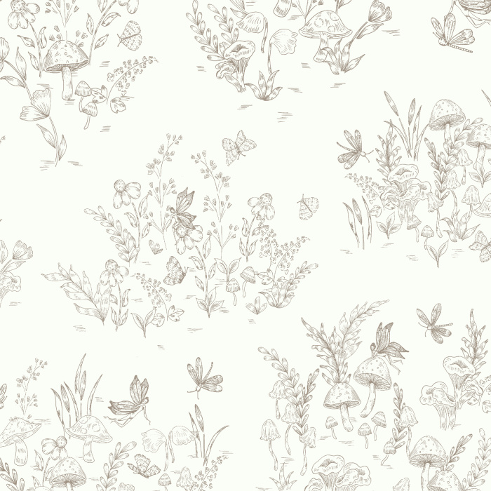 Transform your child's room into a mystical garden with our Mushrooms & Fairies Peel and Stick Wallpaper.