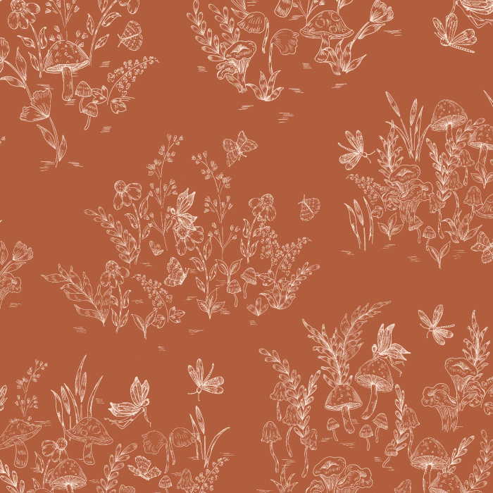 Transform your child's room into a mystical garden with our Mushrooms & Fairies Peel and Stick Wallpaper.