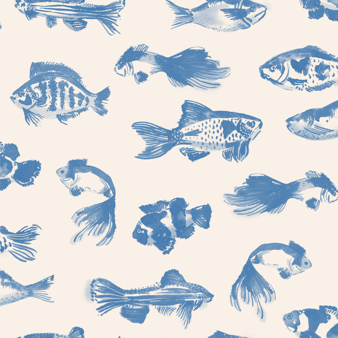 Inky Fish Peel and Stick Removable Wallpaper
