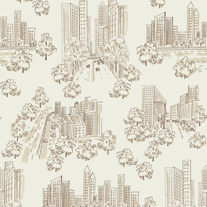 Our Bustling Cityscape Peel and Stick Wallpaper bring the feel of big city life to any room in your home.