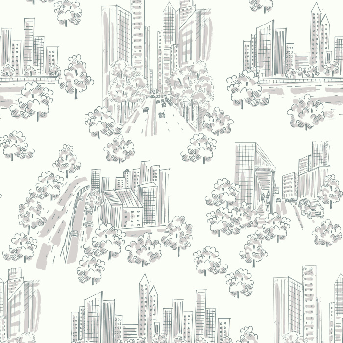 Our Bustling Cityscape Peel and Stick Wallpaper bring the feel of big city life to any room in your home.