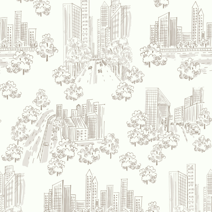 Our Bustling Cityscape Peel and Stick Wallpaper bring the feel of big city life to any room in your home.