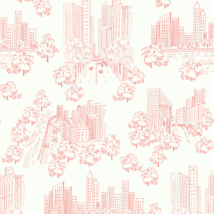 Our Bustling Cityscape Peel and Stick Wallpaper bring the feel of big city life to any room in your home.