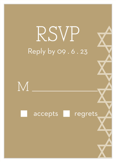Obtain your guests attendance by sending out this RSVP card. Customize the colors and fonts to match you Bar Mitzvah theme exactly!