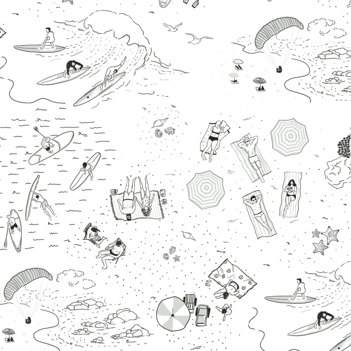 Bring the look of a tropical getaway to any room in your home with our Day At The Beach Peel and Stick Wallpaper.