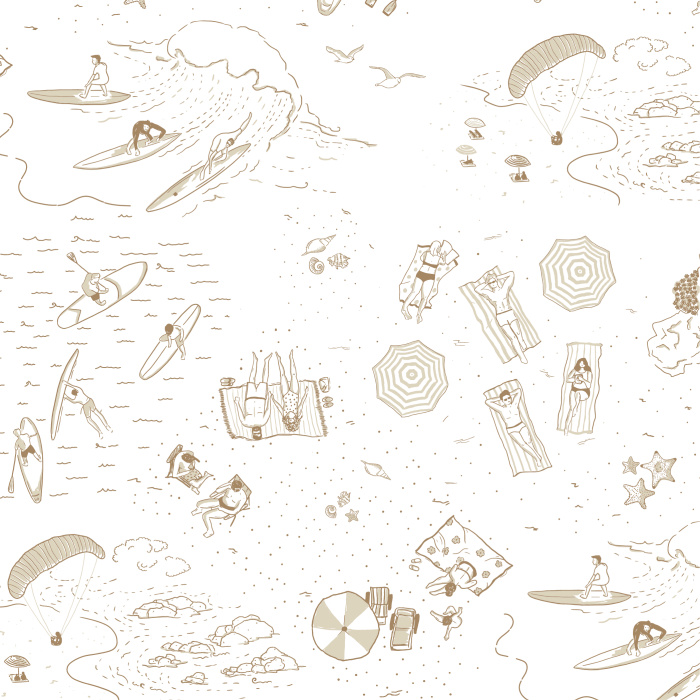 Bring the look of a tropical getaway to any room in your home with our Day At The Beach Peel and Stick Wallpaper.