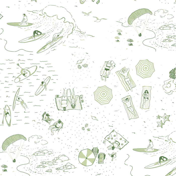 Bring the look of a tropical getaway to any room in your home with our Day At The Beach Peel and Stick Wallpaper.