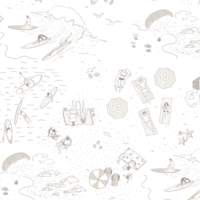 Bring the look of a tropical getaway to any room in your home with our Day At The Beach Peel and Stick Wallpaper.