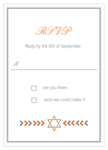 Obtain your guests attendance by sending out this RSVP card. Customize the colors and fonts to match you Bar Mitzvah theme exactly!