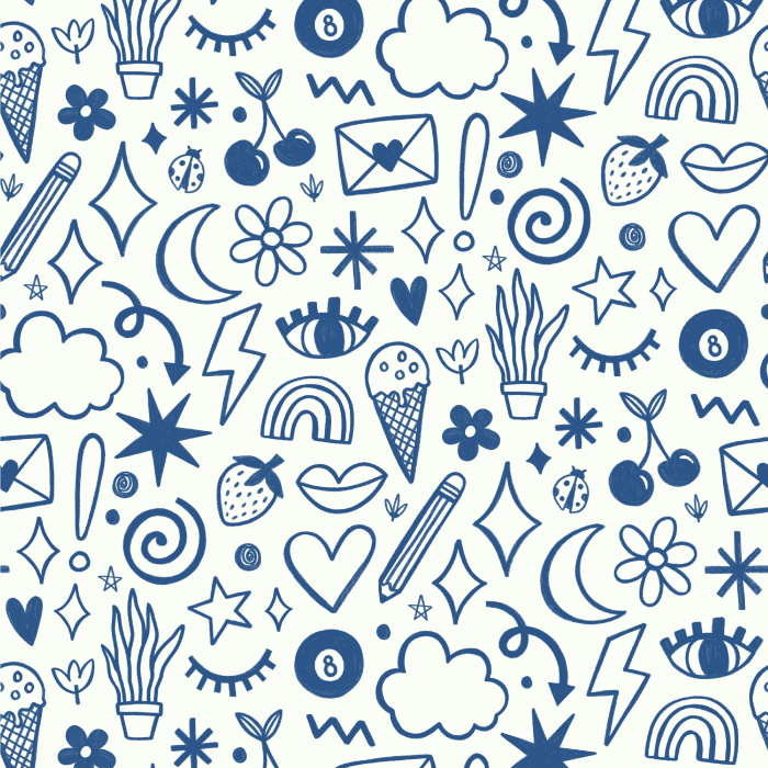 Express yourself with our Doodle Art Peel and Stick Wallpaper. 