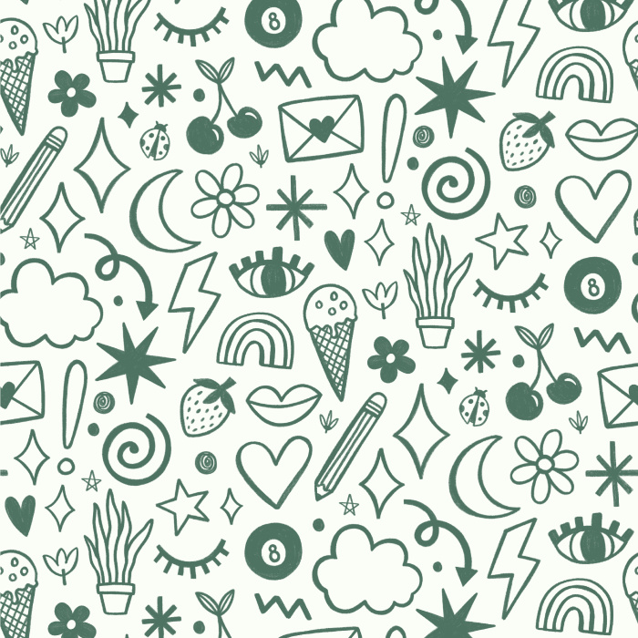 Express yourself with our Doodle Art Peel and Stick Wallpaper. 