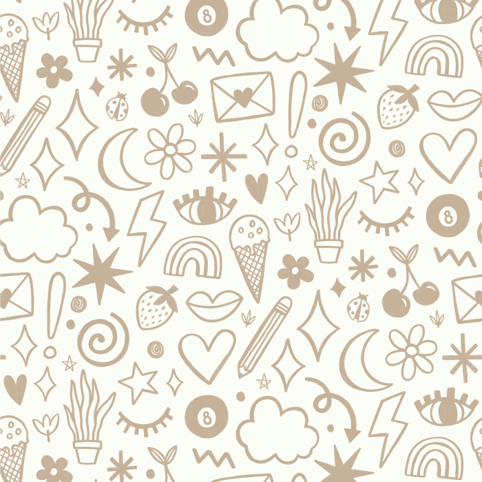 Express yourself with our Doodle Art Peel and Stick Wallpaper. 