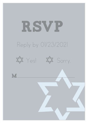 Obtain your guests attendance by sending out this RSVP card. Customize the colors and fonts to match you Bar Mitzvah theme exactly!