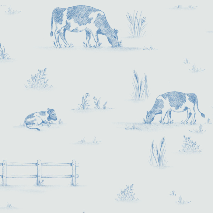 Bring the calm look of a farm to any wall in your home with our Prairie Cows Peel and Stick Wallpaper.