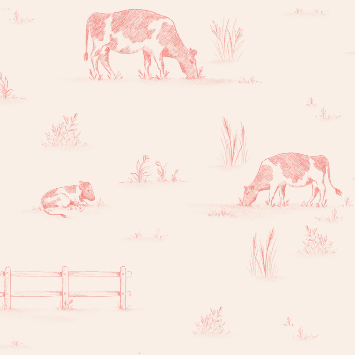Bring the calm look of a farm to any wall in your home with our Prairie Cows Peel and Stick Wallpaper.