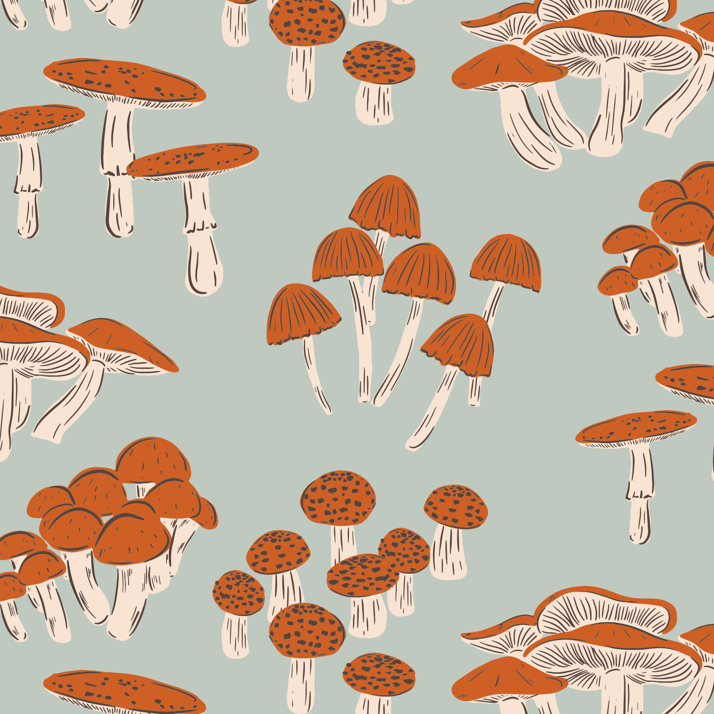 Watercolor Mushroom Wallpaper Graphic by Aspect_Studio · Creative Fabrica