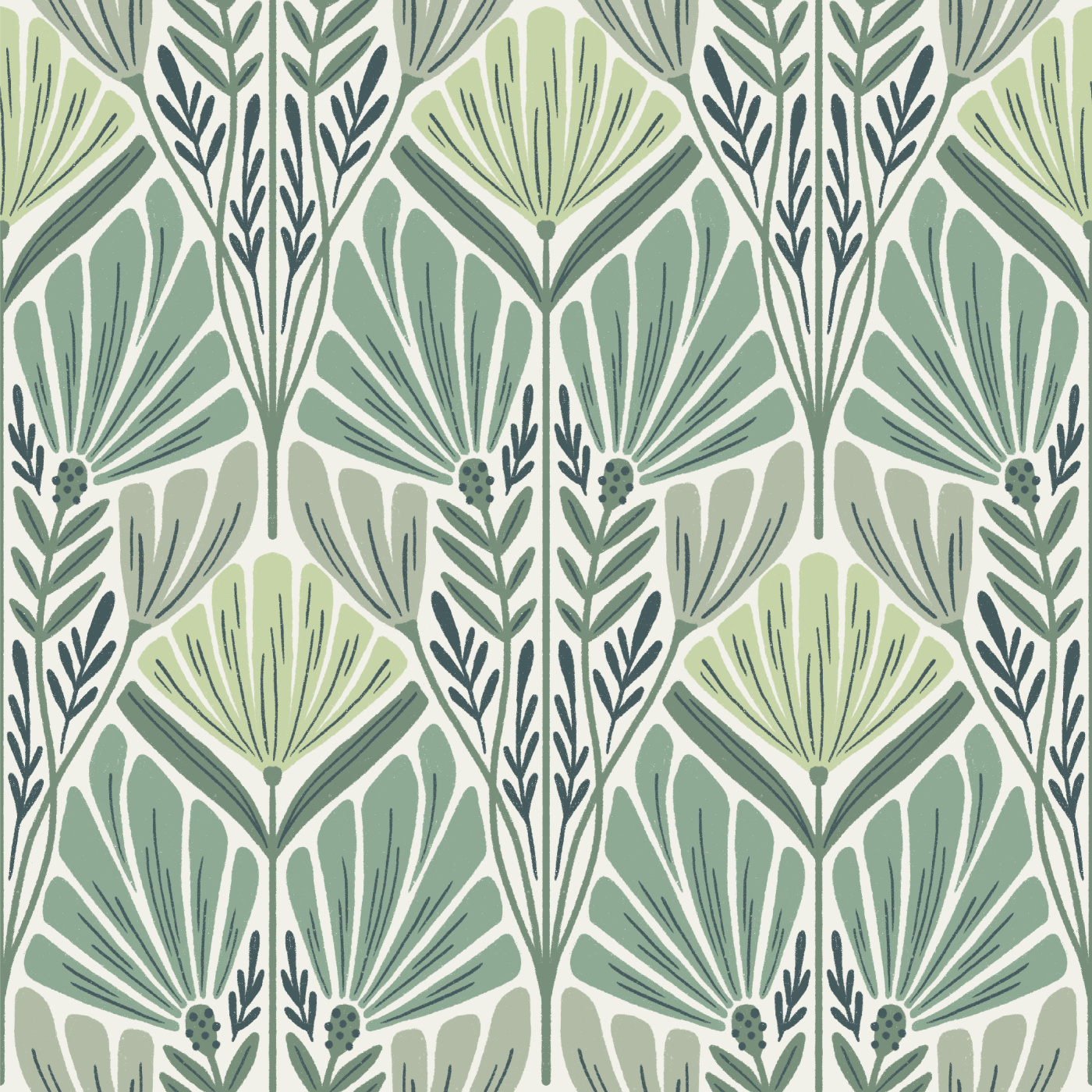Botanical Art Deco Wallpaper